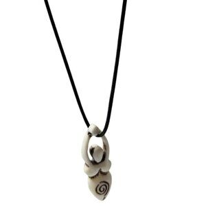 Handmade Goddess Pendant Necklace Spiral Design Black Cord Spiritual Jewelry